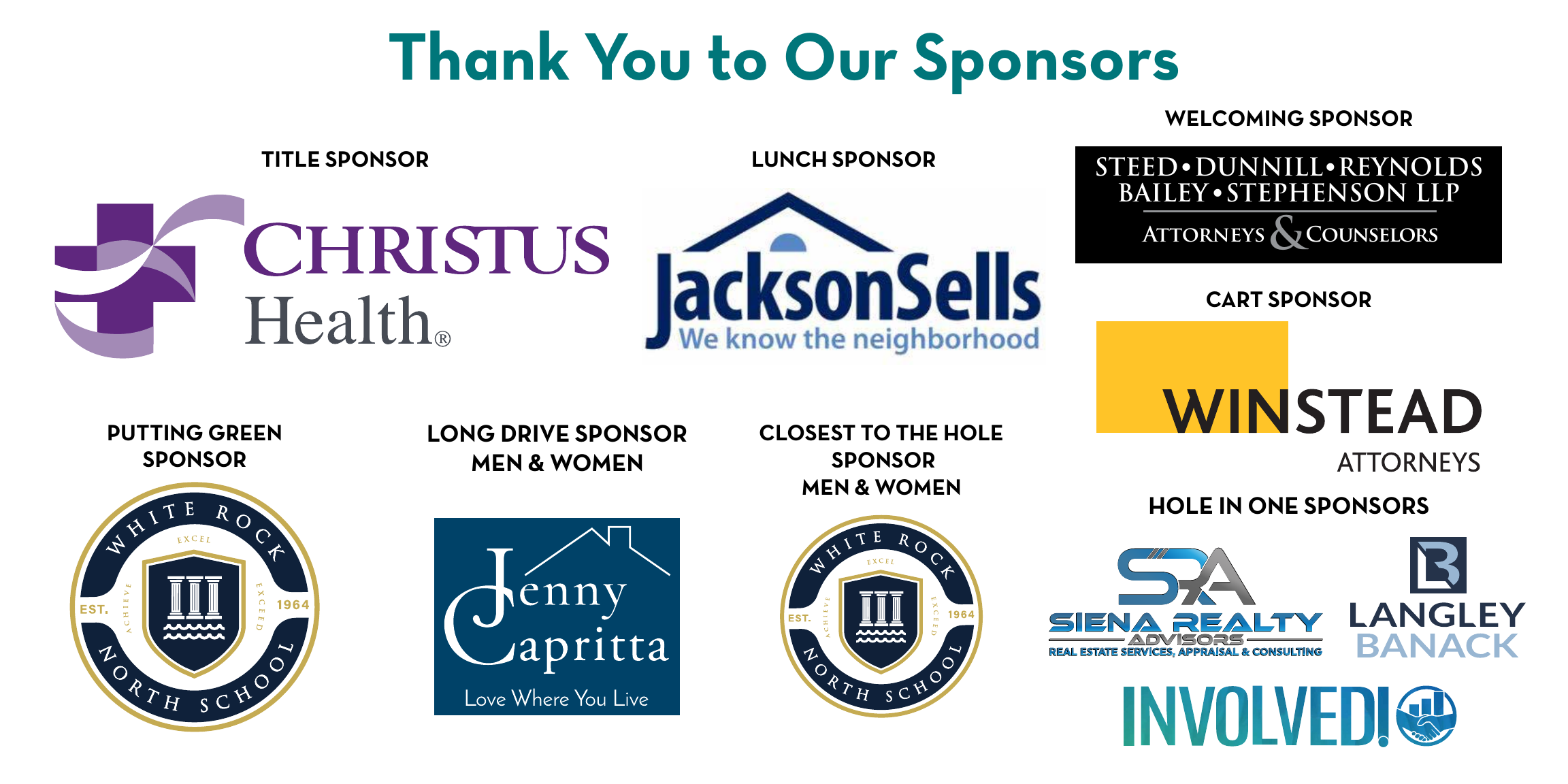 Thank You to Our Sponsors - 2026 White Rock Lake Foundation Golf Tournament